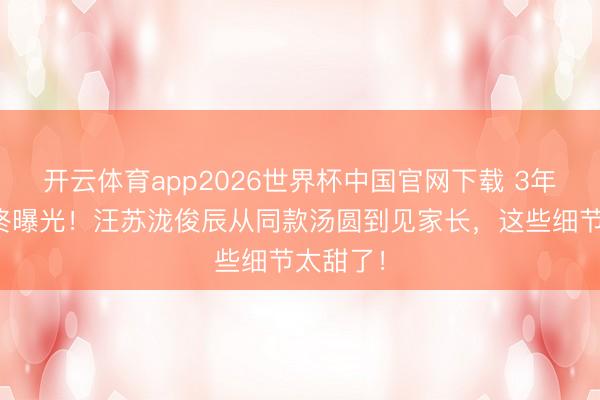 开云体育app2026世界杯中国官网下载 3年地下情终曝光！汪苏泷俊辰从同款汤圆到见家长，这些细节太甜了！