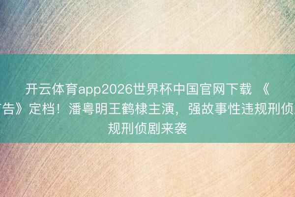 开云体育app2026世界杯中国官网下载 《暮夜广告》定档！潘粤明王鹤棣主演，强故事性违规刑侦剧来袭