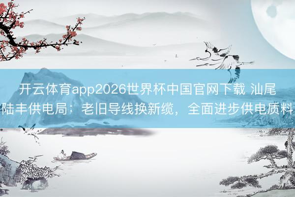 开云体育app2026世界杯中国官网下载 汕尾陆丰供电局：老旧导线换新缆，全面进步供电质料