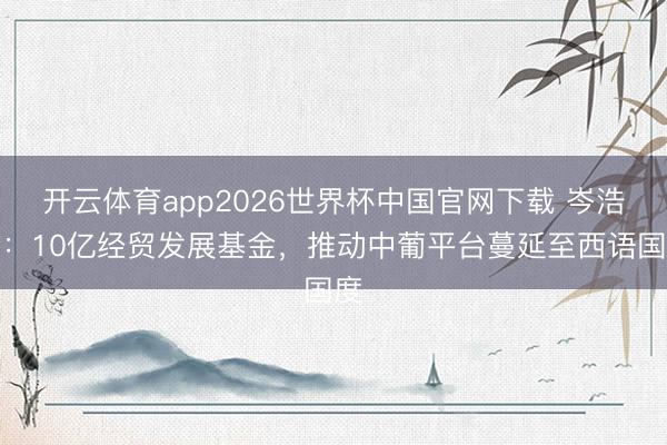 开云体育app2026世界杯中国官网下载 岑浩辉：10亿经贸发展基金，推动中葡平台蔓延至西语国度