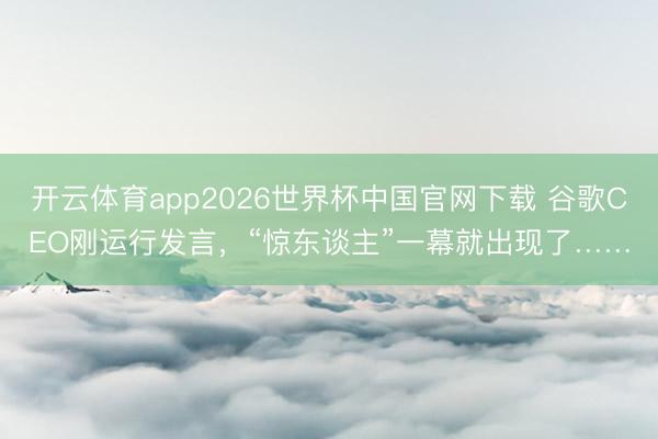 开云体育app2026世界杯中国官网下载 谷歌CEO刚运行发言，“惊东谈主”一幕就出现了……